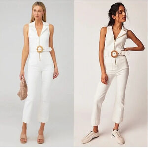 SHOW ME YOUR MUMU | Jacksonville Denim Sleeveless Jumpsuit Pearly White M